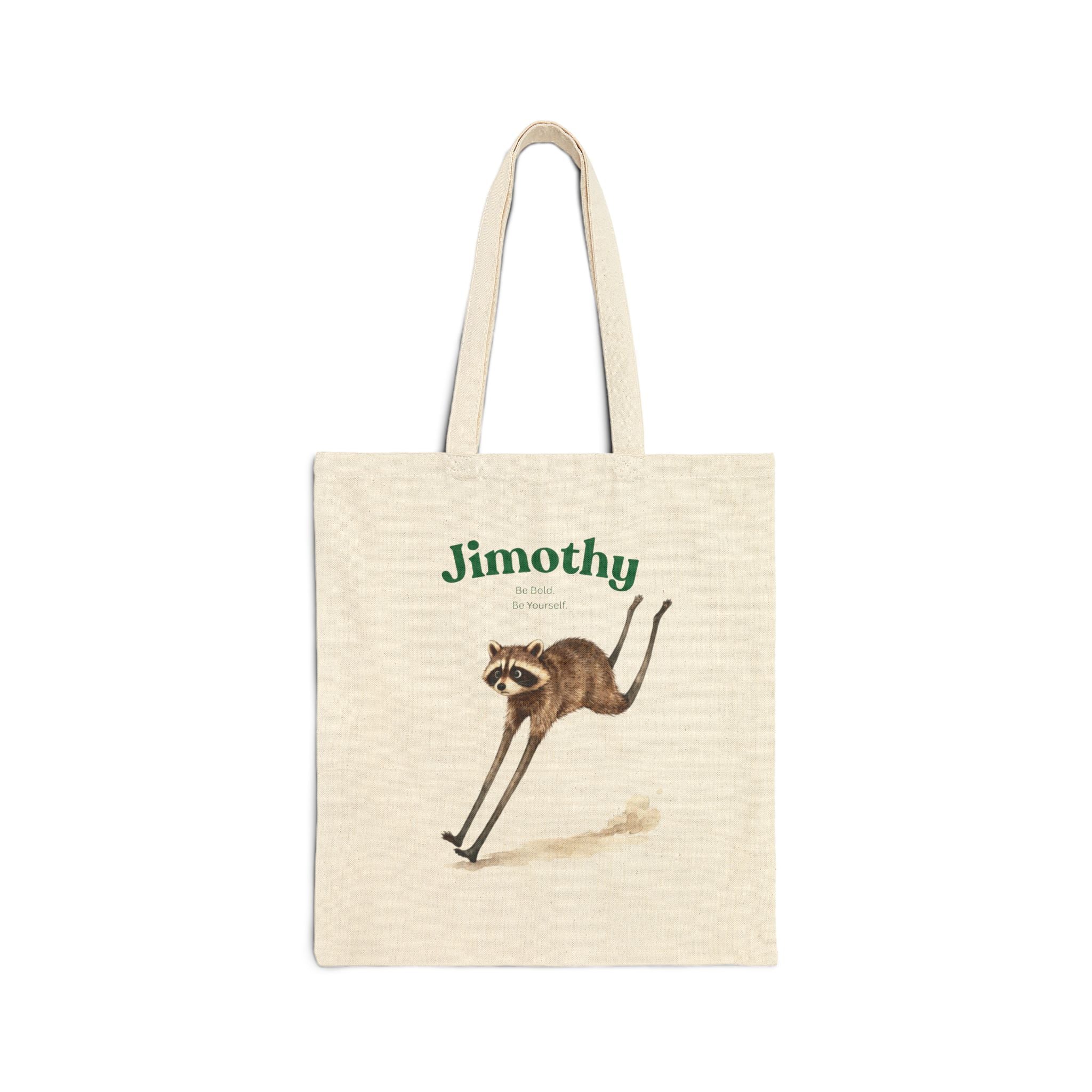Tote Bag — Personalized 'Jimothy' Racing Raccoon Canvas Tote