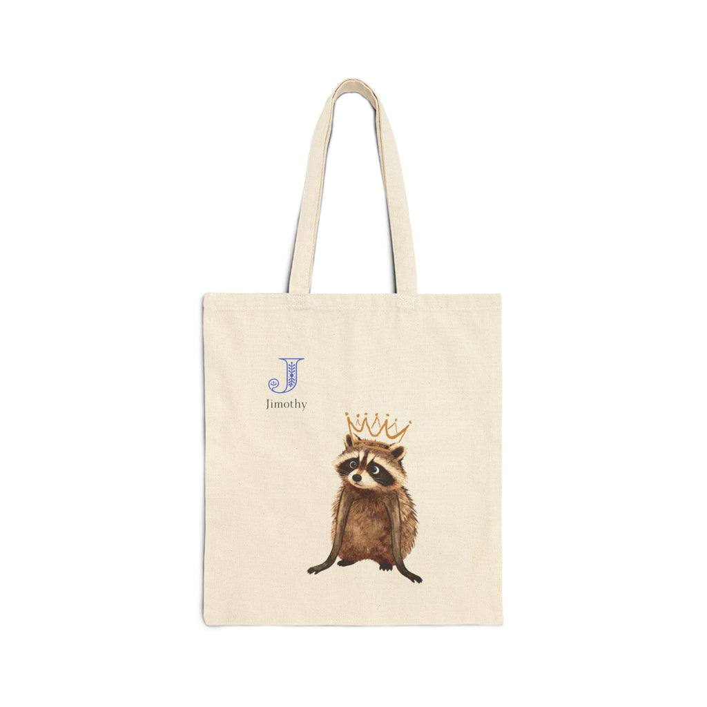 Raccoon Princess Canvas Tote Bag - Cute Crowned Raccoon Eco Market Bag