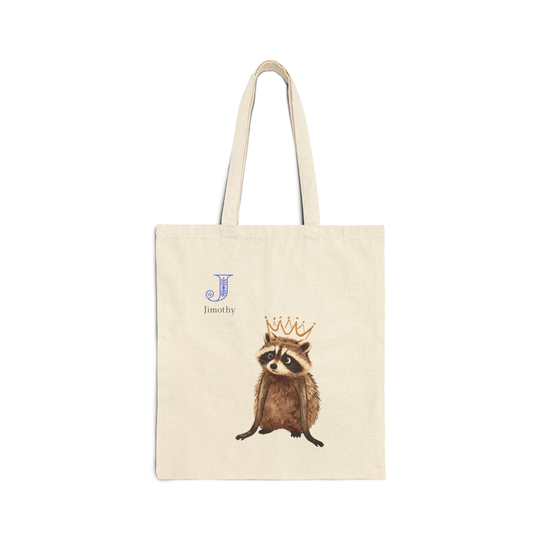 Raccoon Princess Canvas Tote Bag - Cute Crowned Raccoon Eco Market Bag
